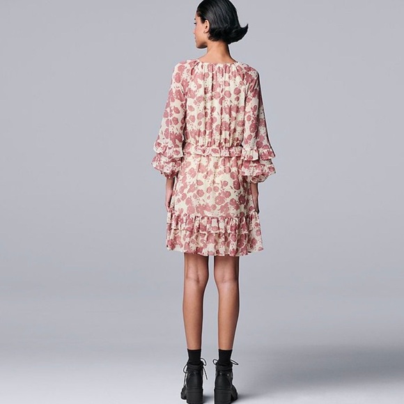 Simply Vera Floral Chiffon Ruffle Dress - Picture 2 of 14